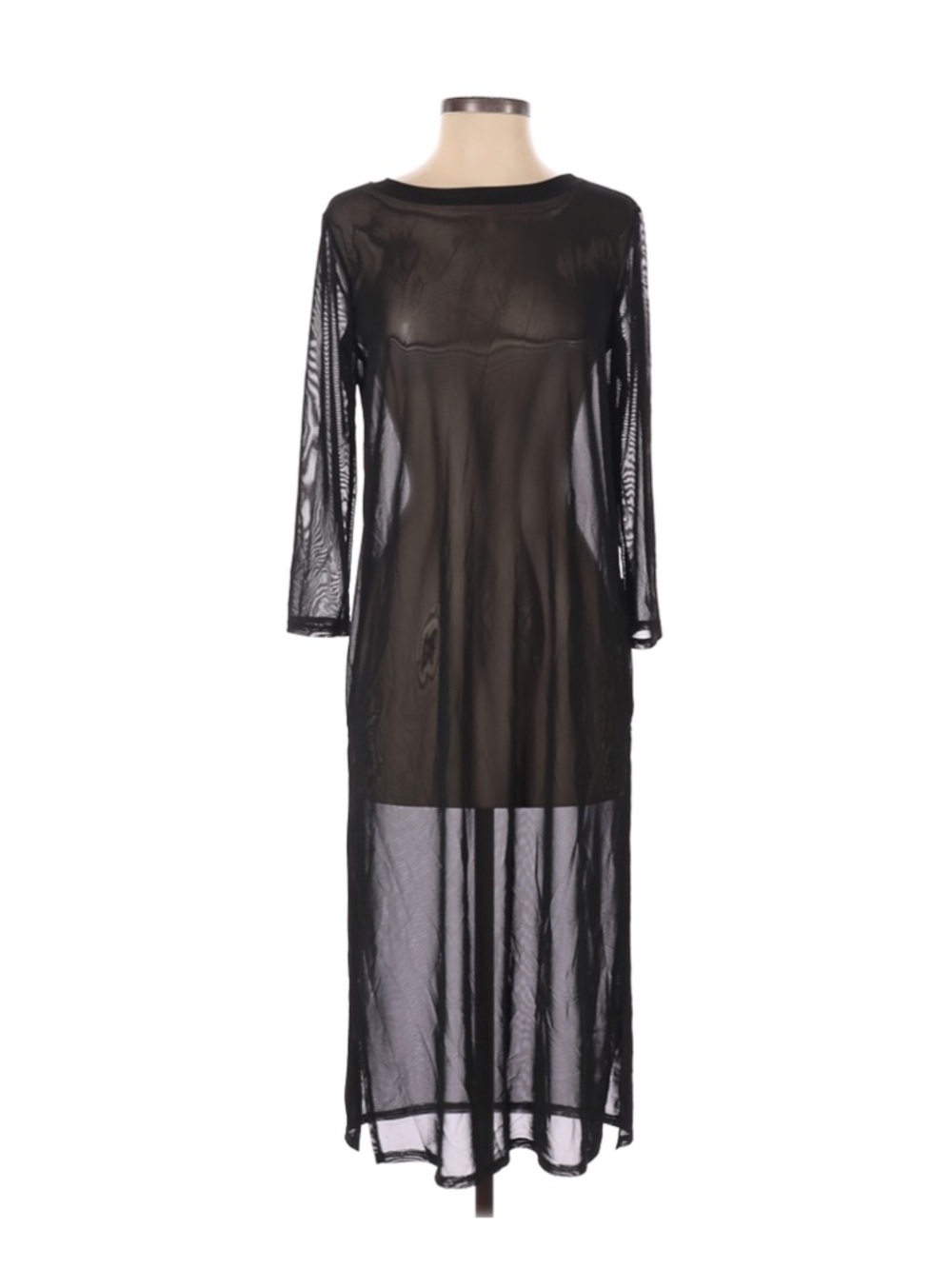 Forever 21 Sheer Black Long Sleeve Maxi swimsuit Cover-Up/ Dress